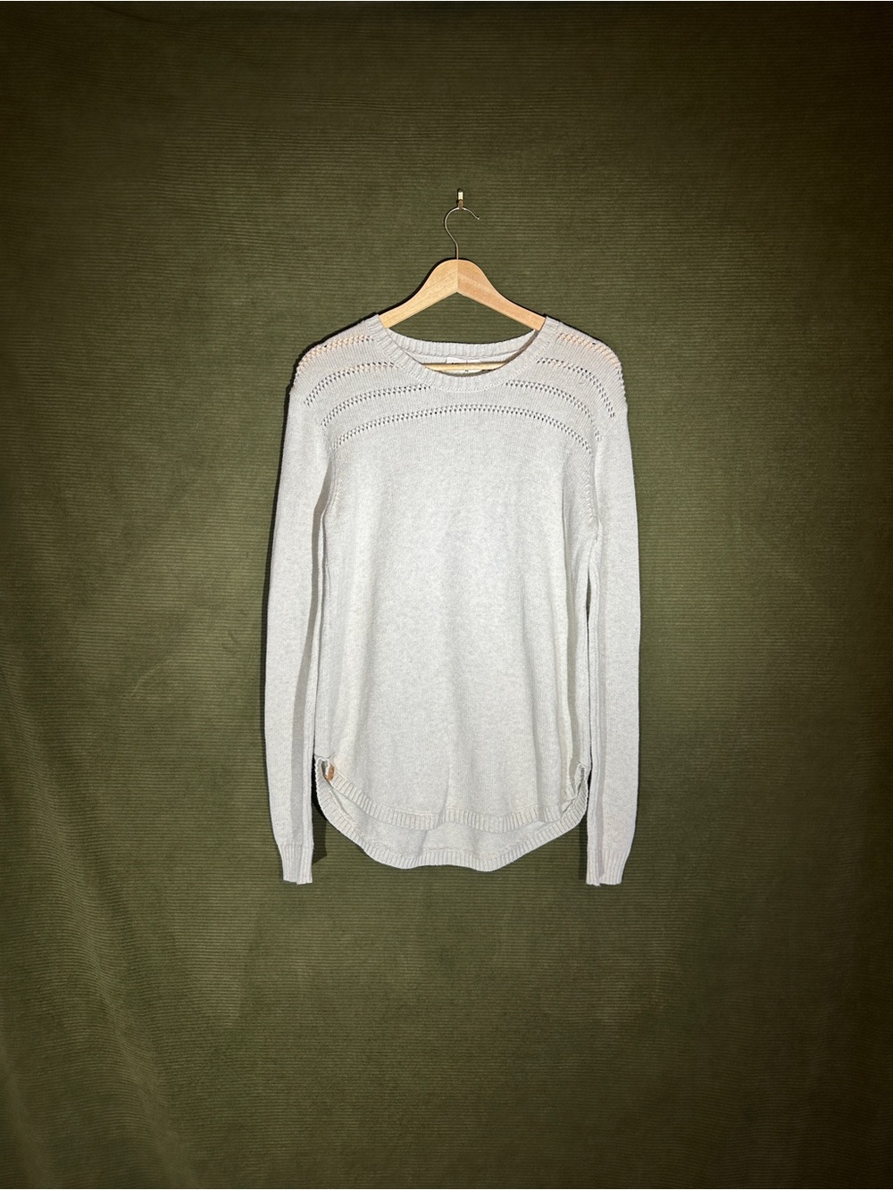10TREE Organic Cotton Knit Crewneck Sweater in Light Beige